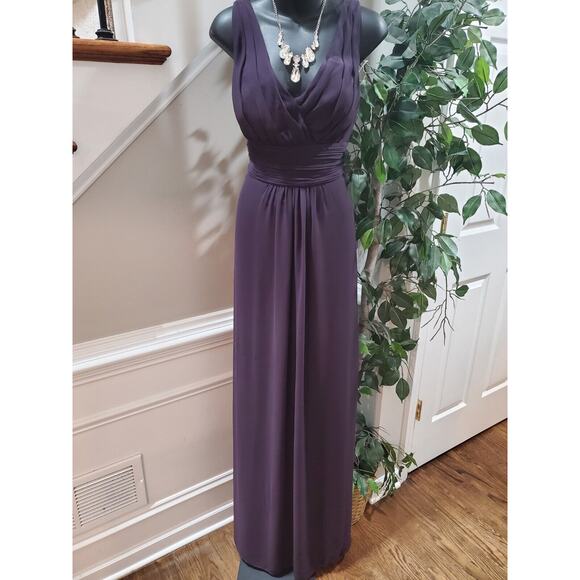 Levkoff Women Purple Polyester V-Neck Sleeveless Formal Long Maxi Dress Size M - Picture 13 of 13